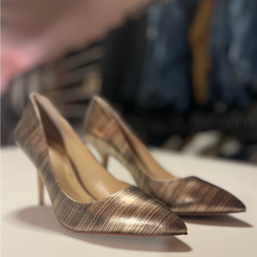 New, never worn Vince Camuto gold stiletto heels